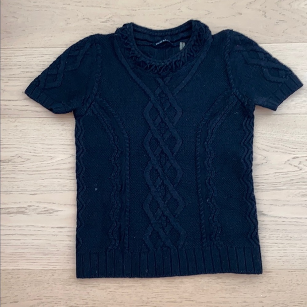 Elie Tahari short sleeve sweater black size XS